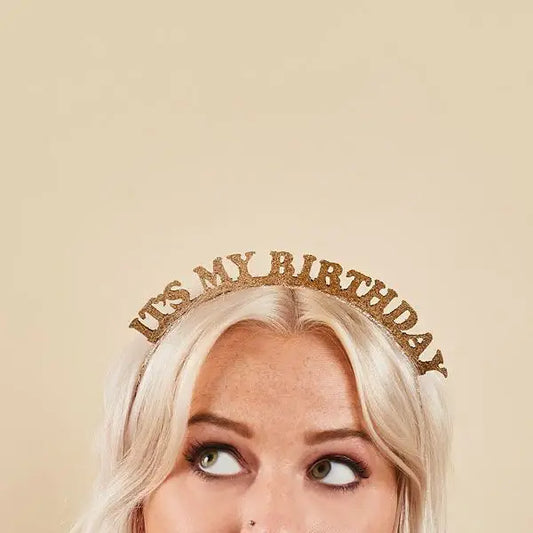 Gold 'It My Birthday' Glittery Headband