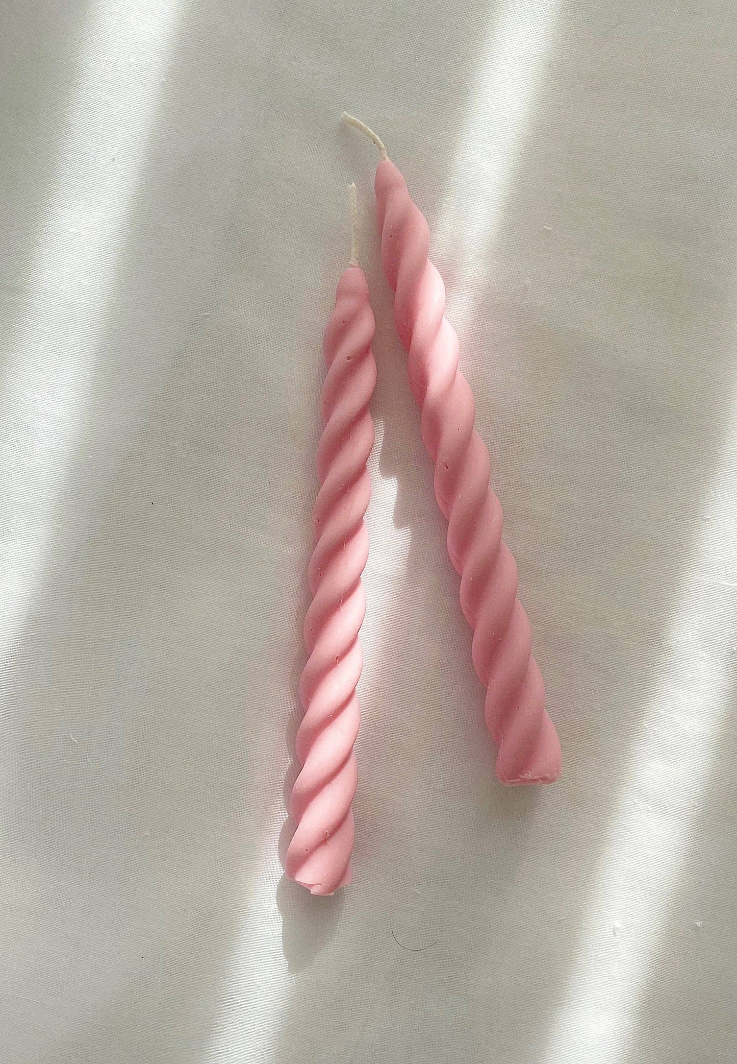 Bubblegum Pink Twirl Candlesticks . Vegan, Soy.