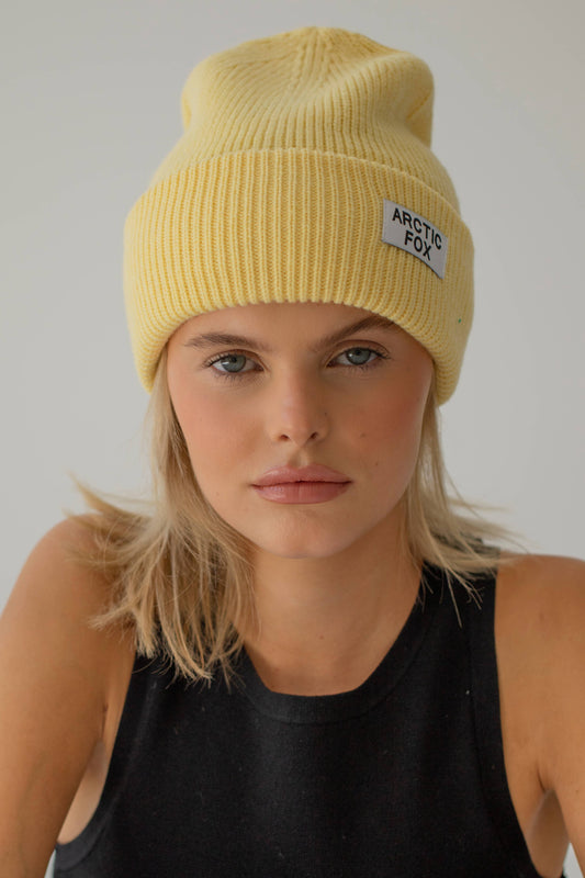 The Recycled Bottle Beanie - Soft Hay - AW22