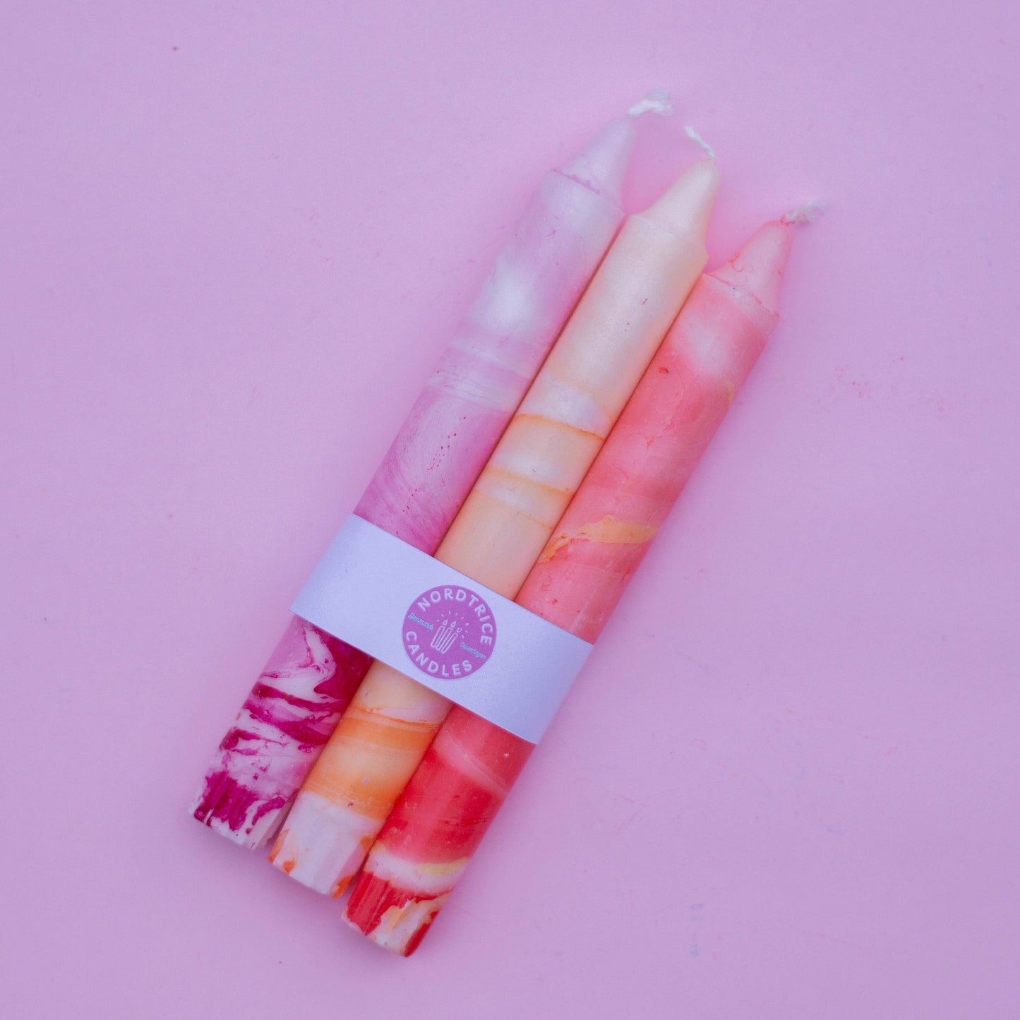 Taper candles- 3 pack/ Marble Sunset Mix