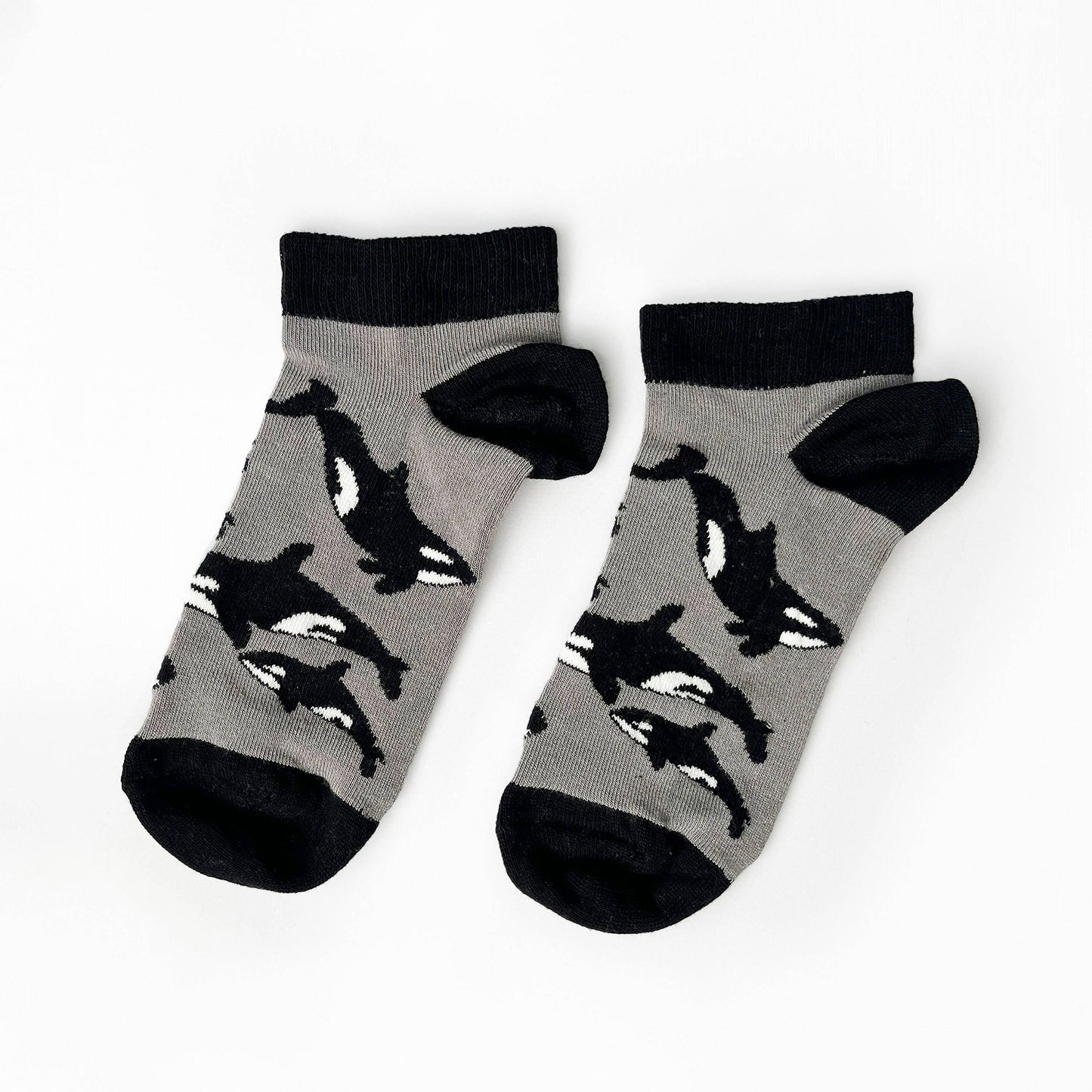 Orca Socks | Trainer Socks | Grey Socks | Ocean Socks: UK Adult 4-7