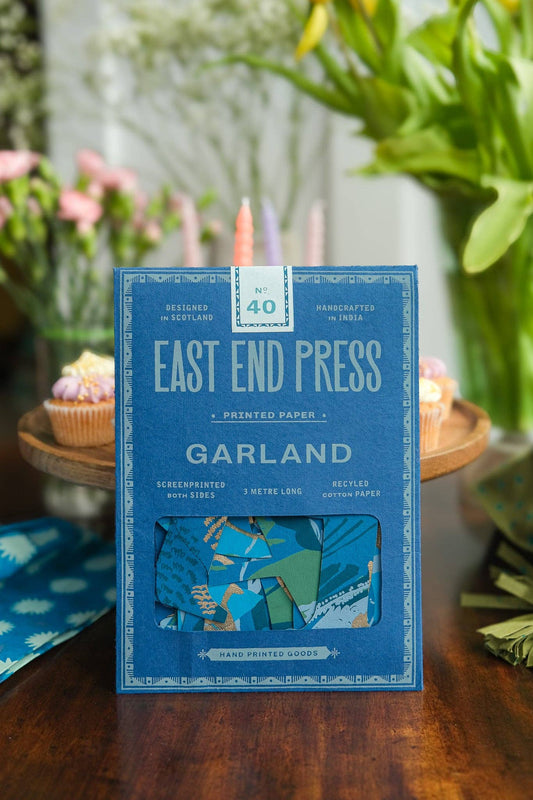 East End Press Happy Birthday - Recycled Blue Mix Sewn Garland
