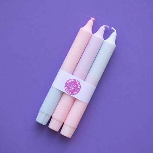 Taper candles- 3 pack/ Pastel Mix