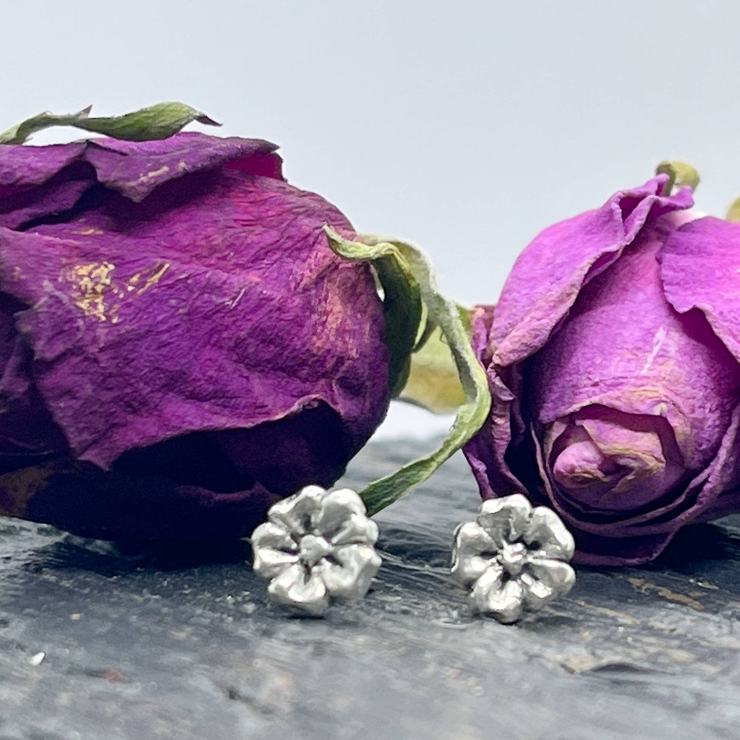 Silver Tudor Rose Style Earrings