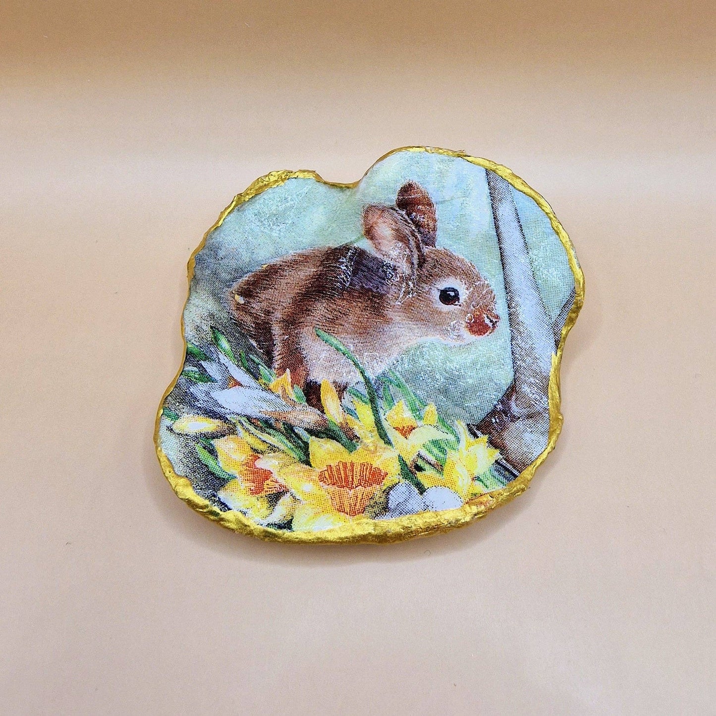 Bee my Oyster Bunny Rabbit Spring Oyster Shell Trinket Dish