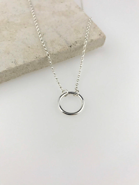 Mini Recycled Sterling Silver Circle Necklace
