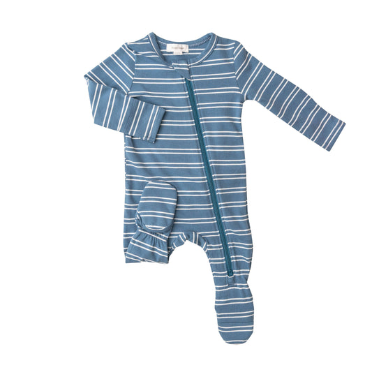 Angel Dear Organic Cotton Zip Babygrow - Navy Stripe: 18-24m