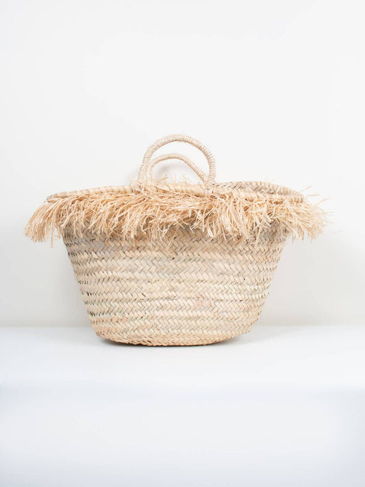 Raffia Tassel Basket, Natural