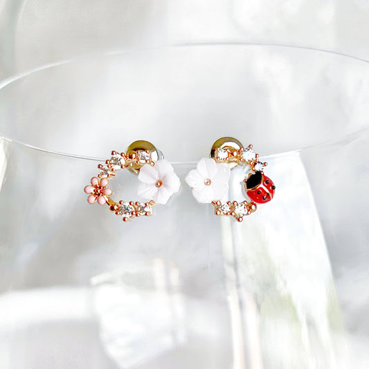 Ninaouity Flower and Ladybird Wreath Earrings