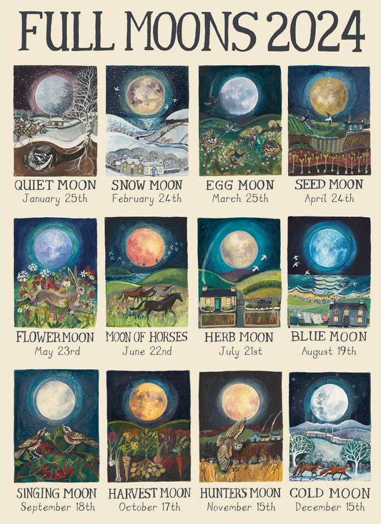 2024 Full Moons Large Greetings Card - UK Version