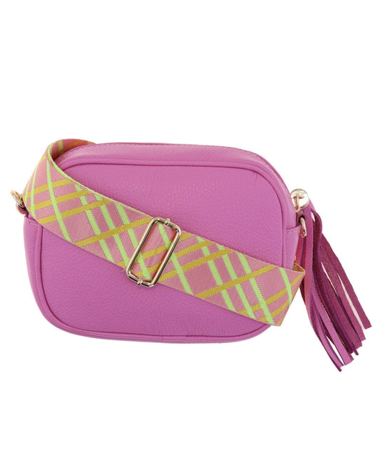 Cadenza  Crossbody Leather Camera Bag: Candy Pink