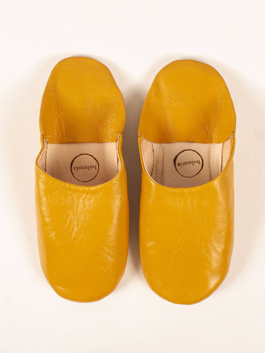 Moroccan Babouche Basic Slippers, Mustard