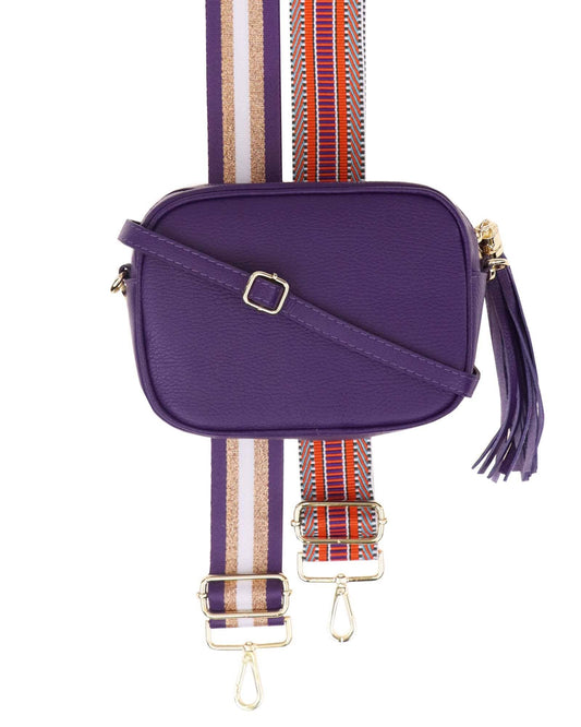 Cadenza Tassel Crossbody Leather Camera Bag: Ultraviolet
