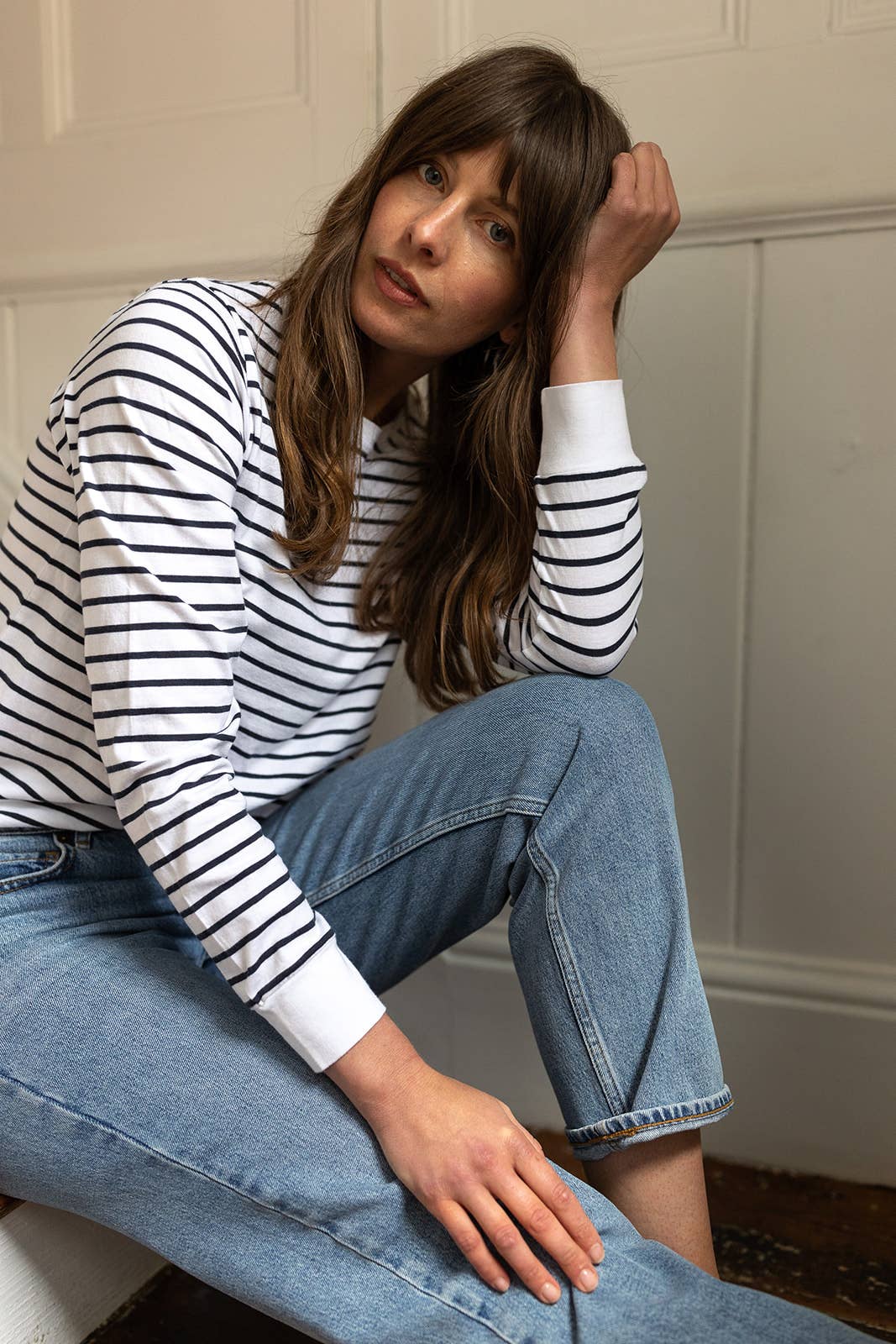 Ivy Audrey Organic Cotton Crew Navy Breton 100% Organic Cotton