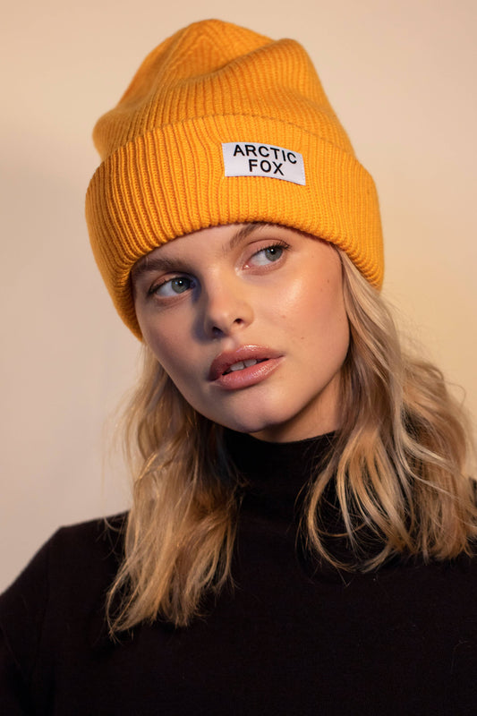 The Recycled Bottle Beanie in Mango Sorbet - AW22