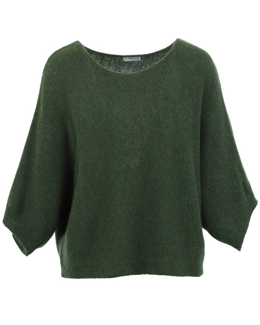 Cadenza Cashmere Blend Boat Neck Tunic: Forest Green