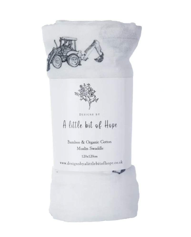 Tractor & Digger Muslin Blanket