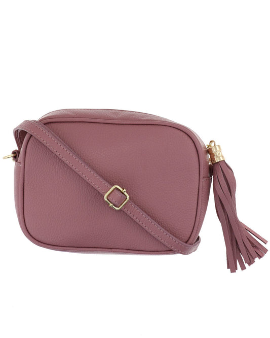 Cadenza Tassel Crossbody Leather Camera Bag: Rose Pink