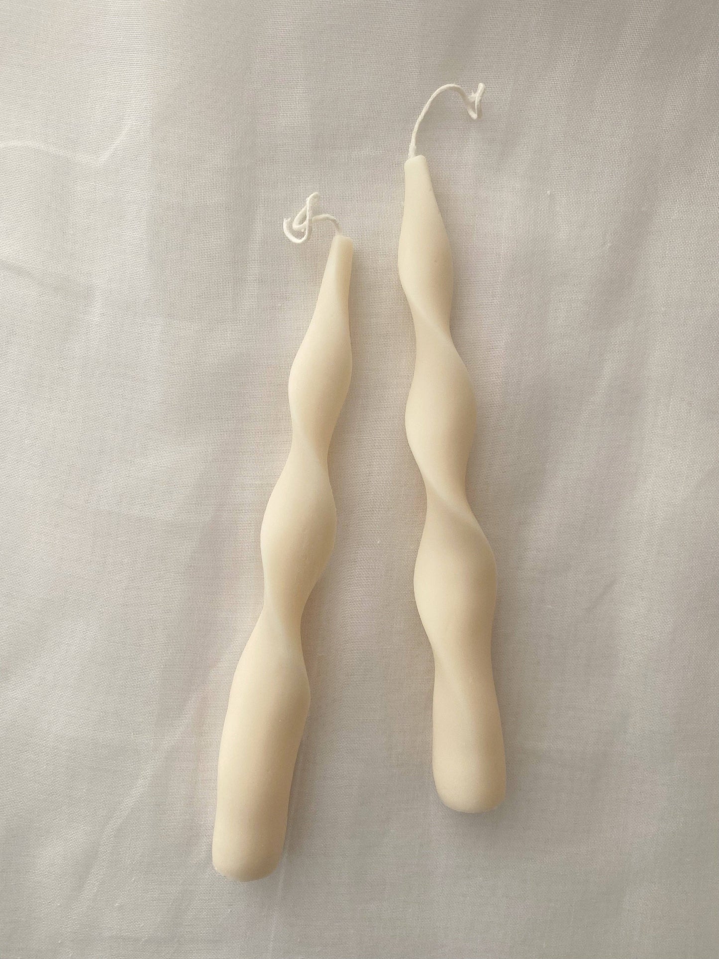 Vanilla Ribbon Candlesticks. Vegan, soy